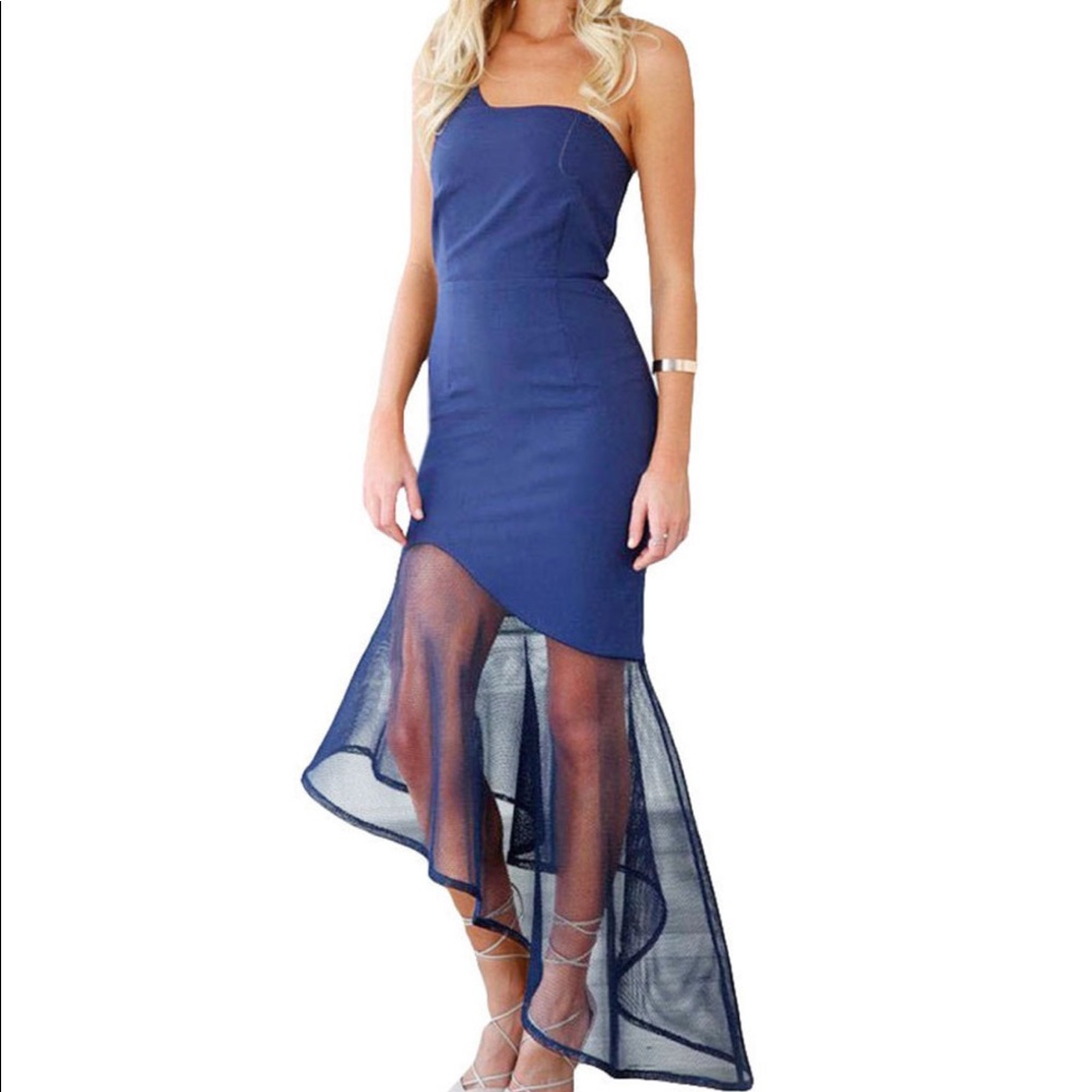 Royal Blue one shoulder mermaid